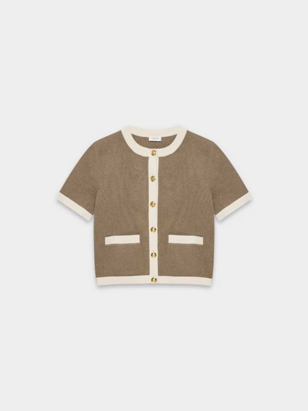 NTW Babaton Approach Shortsleeve Cardigan Heathered brown/ Matte Pearl Sz. M